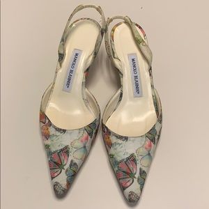 Manolo Blahnik Floral Slingback Pumps